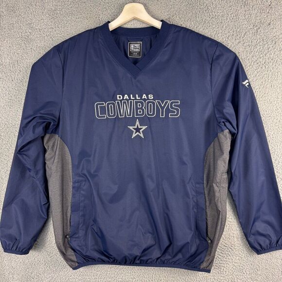 Dallas Cowboys Fanatics Windbreaker Jacket Mens Large Blue Gray Golf Outdoor Run - Picture 1 of 13